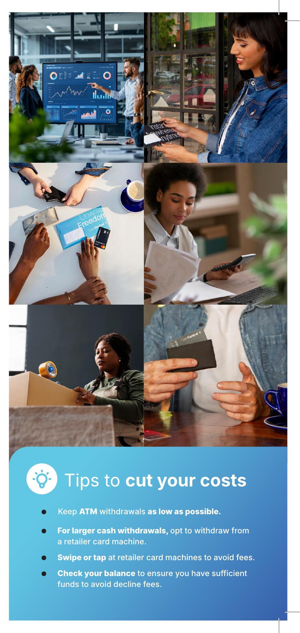 PayCentral CashCentral card used across business, retail and rewards scenarios